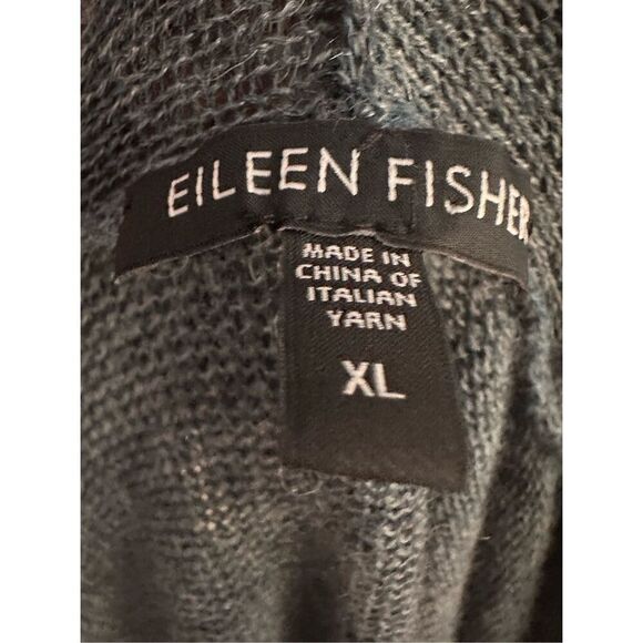 Beautiful EILEEN FISHER Linen blend Stretch Simple Cardigan In Midnight Sz large - Picture 6 of 7